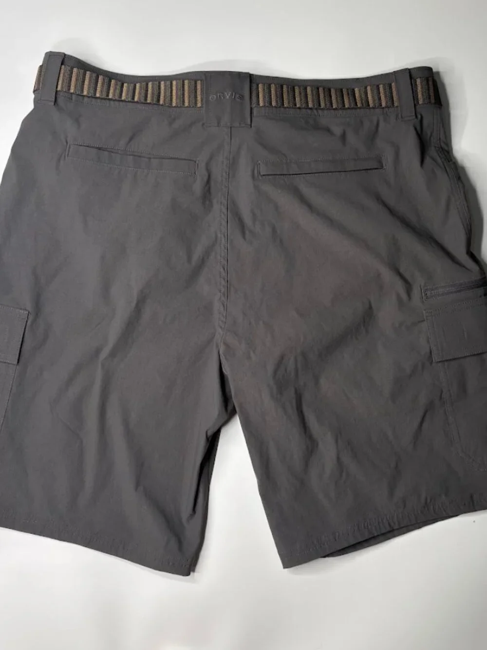 Orvis Men's Size 36 Gray Tech Performance Belted Cargo Shorts